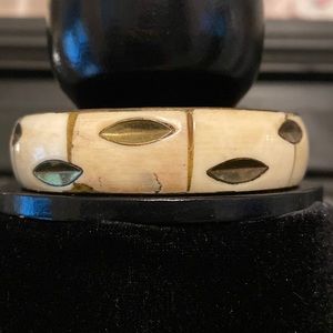 Vintage Ivory brass Bangle Bracelet